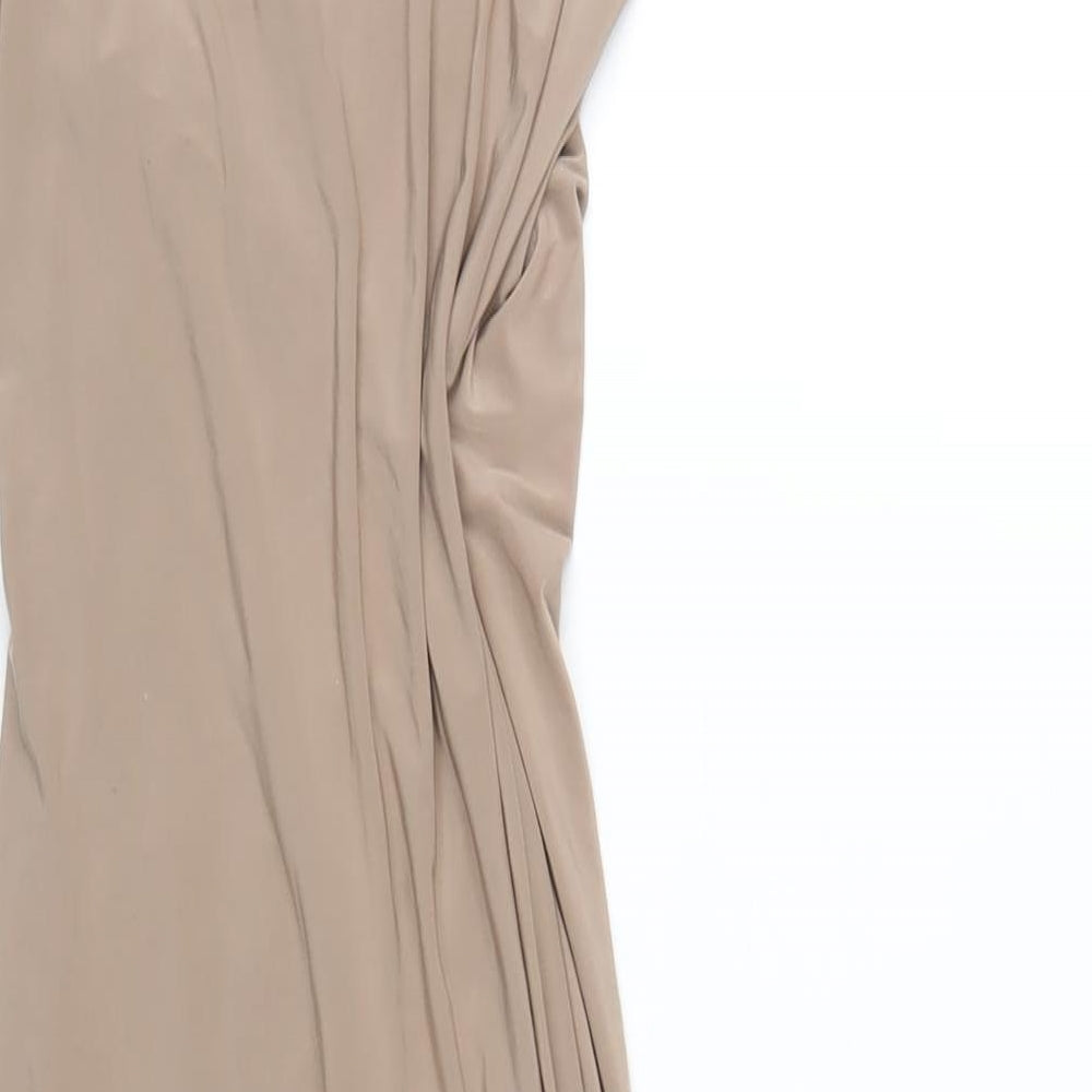 Misspap Womens Beige Polyester Bodycon Size 8 V-Neck Pullover