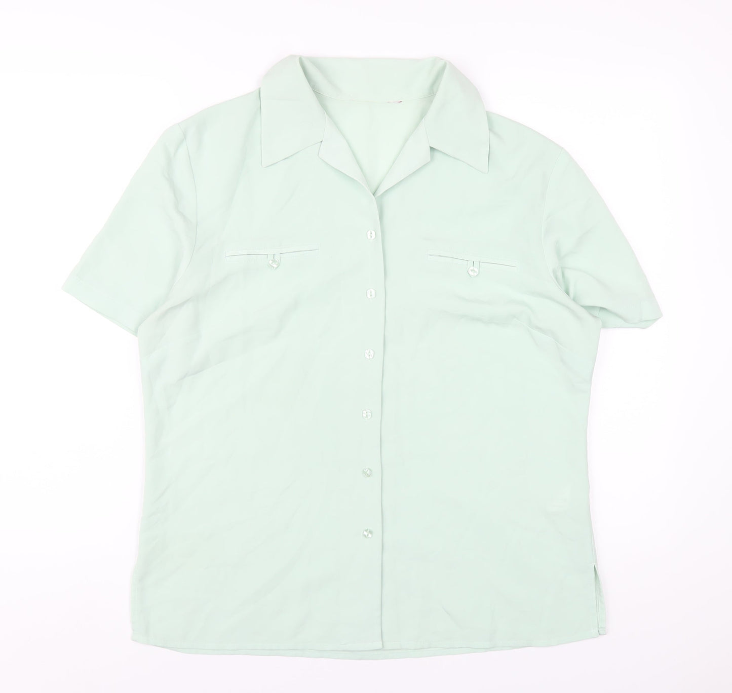 Bonmarché Womens Green Polyester Basic Button-Up Size 14 Collared