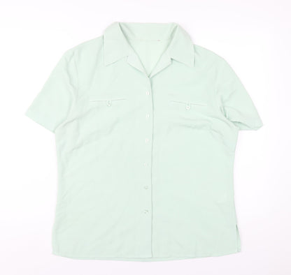 Bonmarché Womens Green Polyester Basic Button-Up Size 14 Collared