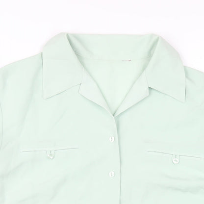 Bonmarché Womens Green Polyester Basic Button-Up Size 14 Collared