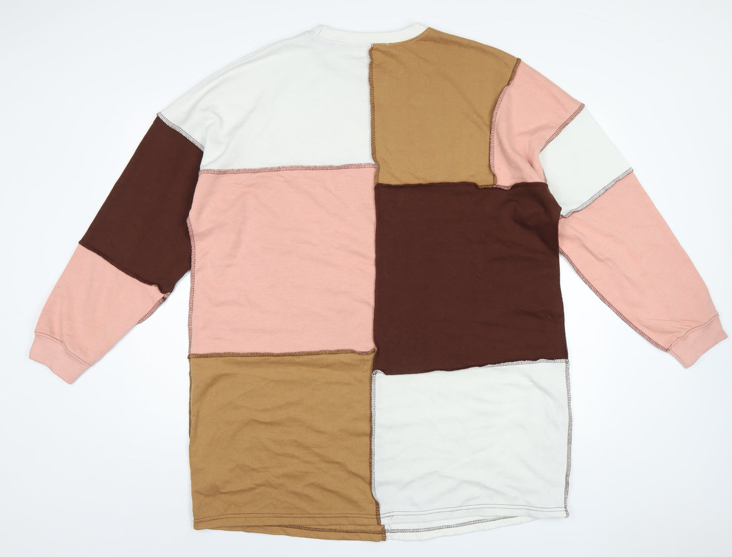 Missguided Womens Multicoloured Colourblock Polyester Jumper Dress Size 14 Crew Neck Pullover