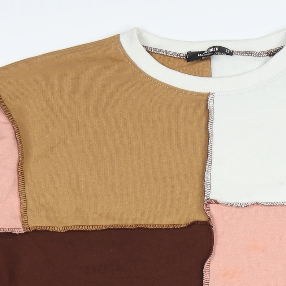 Missguided Womens Multicoloured Colourblock Polyester Jumper Dress Size 14 Crew Neck Pullover