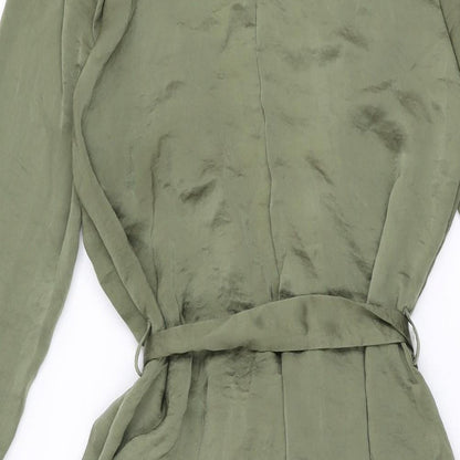 Missguided Womens Green Polyester Wrap Dress Size 8 V-Neck Tie