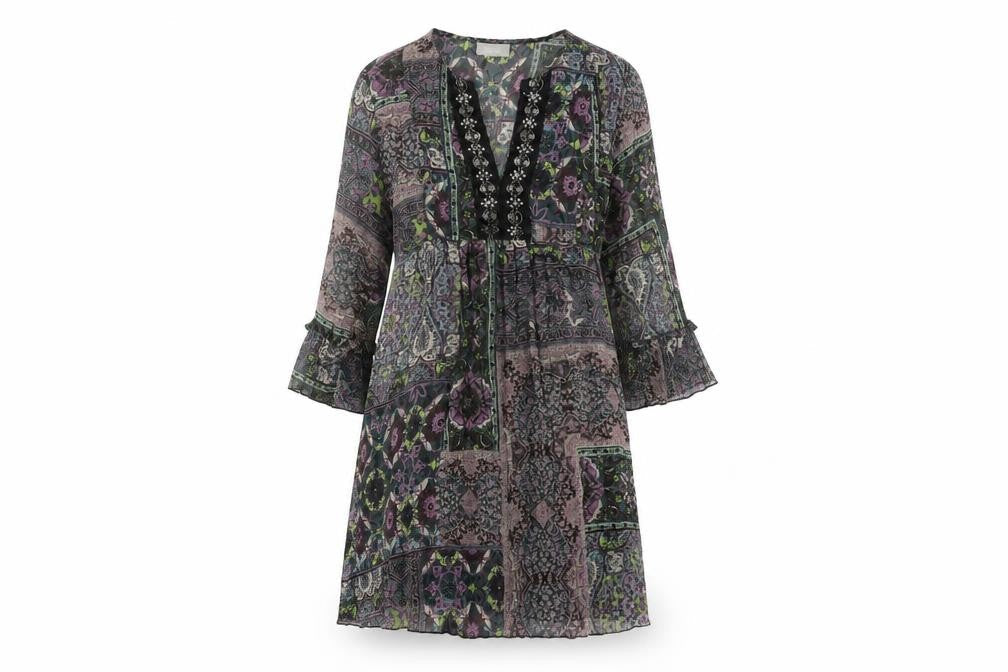 Wallis Womens Multicoloured Geometric Polyester A-Line Size M V-Neck Pullover