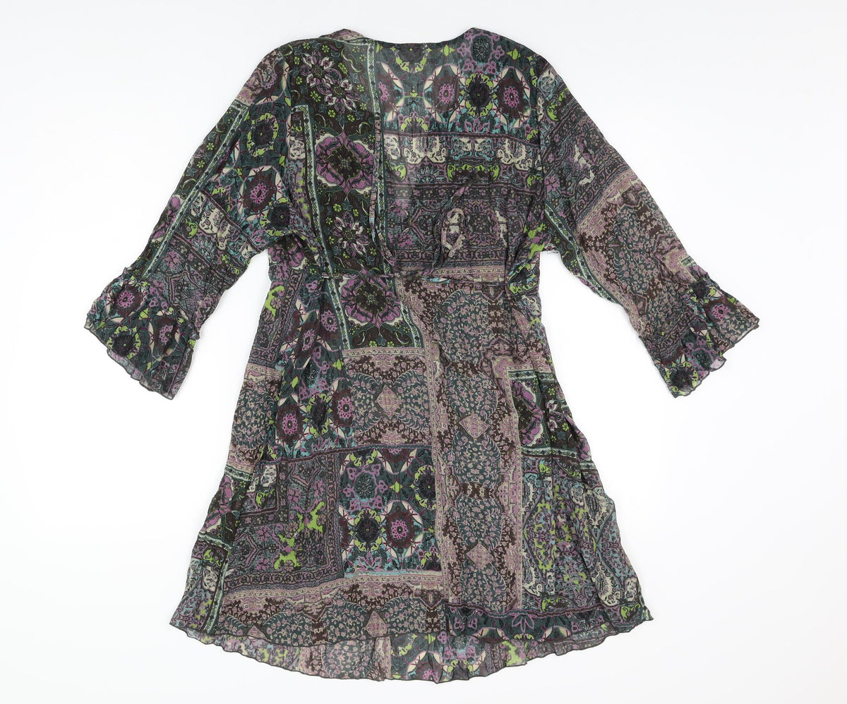 Wallis Womens Multicoloured Geometric Polyester A-Line Size M V-Neck Pullover