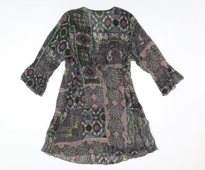 Wallis Womens Multicoloured Geometric Polyester A-Line Size M V-Neck Pullover