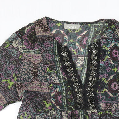Wallis Womens Multicoloured Geometric Polyester A-Line Size M V-Neck Pullover