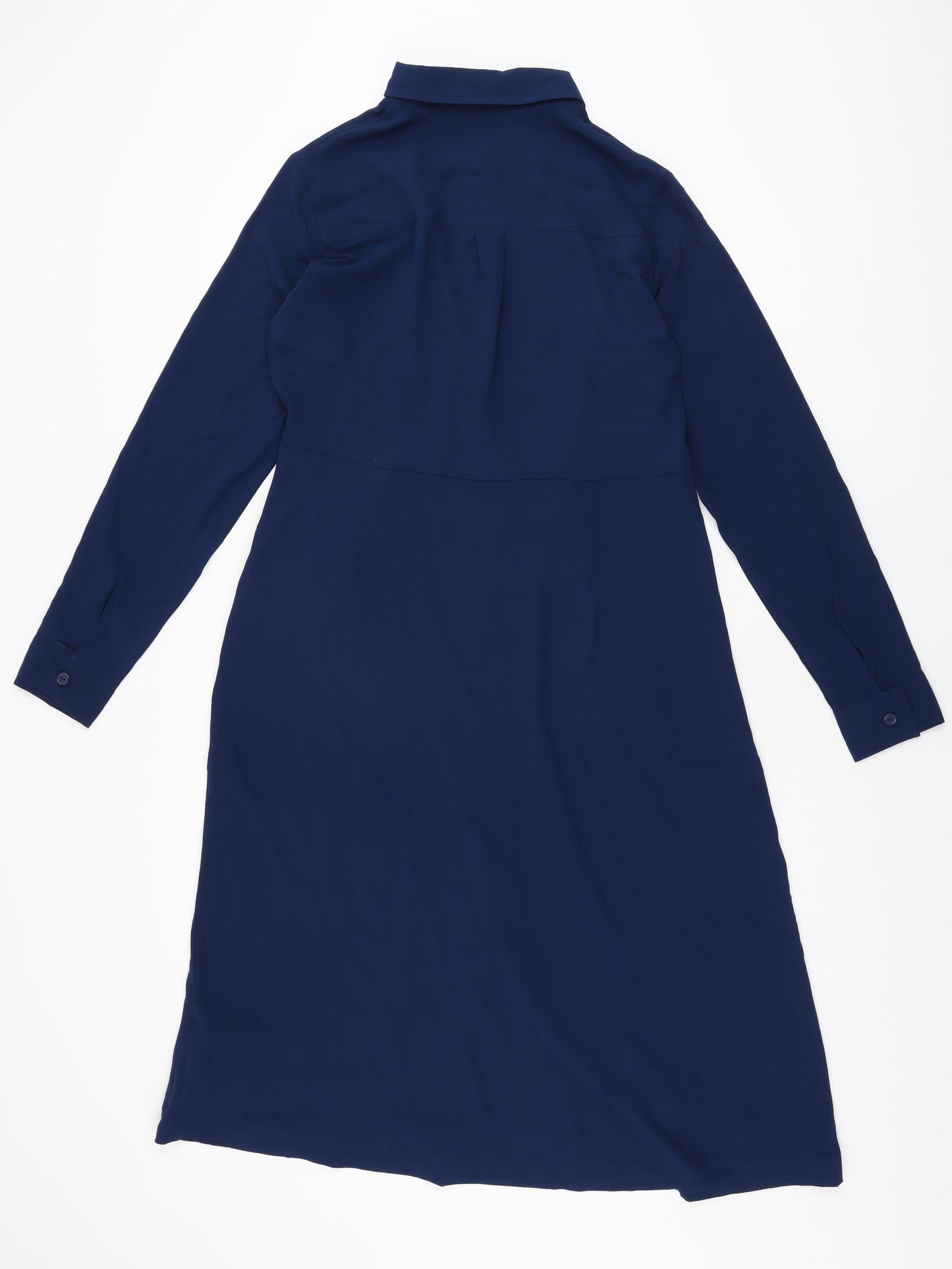 Label Be Womens Blue Polyester A-Line Size 14 Collared Button
