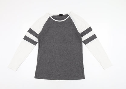 Sunnyme Womens Grey Polyester Basic T-Shirt Size S Round Neck