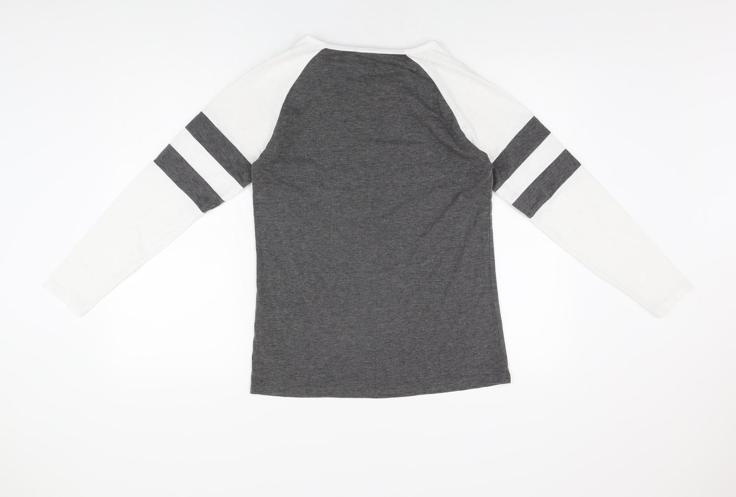 Sunnyme Womens Grey Polyester Basic T-Shirt Size S Round Neck