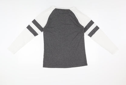 Sunnyme Womens Grey Polyester Basic T-Shirt Size S Round Neck