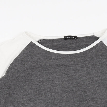 Sunnyme Womens Grey Polyester Basic T-Shirt Size S Round Neck