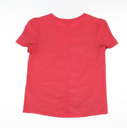Oasis Womens Red Polyester Basic T-Shirt Size 12 Round Neck