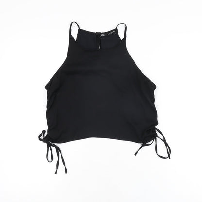 Womens UK Size M Zara Black Basic T-Shirt