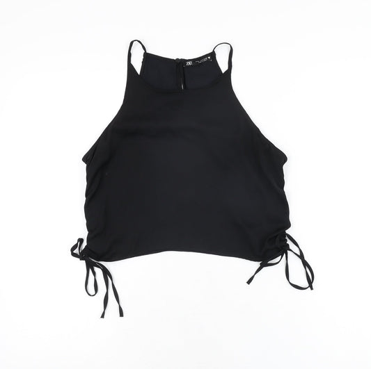 Womens UK Size M Zara Black Basic T-Shirt
