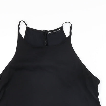 Womens UK Size M Zara Black Basic T-Shirt