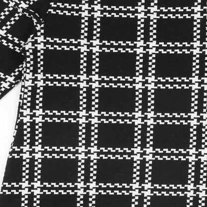 New Look Womens Black Geometric Polyester Shift Size 6 Boat Neck Pullover