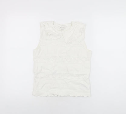 Womens UK Size 10 Apricot White Basic T-Shirt