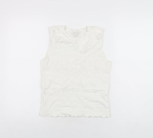 Womens UK Size 10 Apricot White Basic T-Shirt