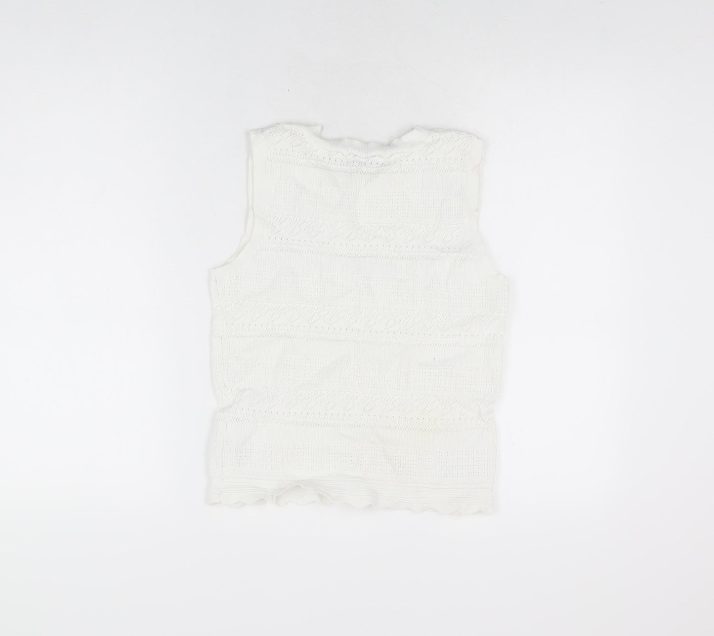 Womens UK Size 10 Apricot White Basic T-Shirt