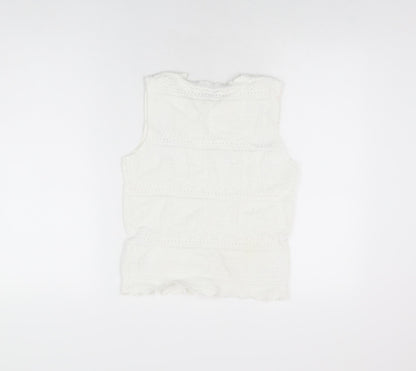 Womens UK Size 10 Apricot White Basic T-Shirt