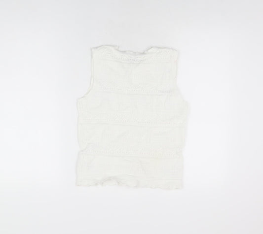 Womens UK Size 10 Apricot White Basic T-Shirt