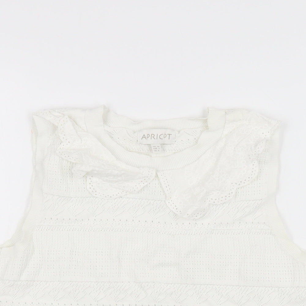 Womens UK Size 10 Apricot White Basic T-Shirt