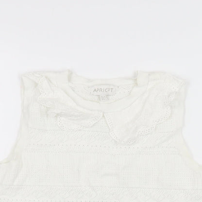 Womens UK Size 10 Apricot White Basic T-Shirt