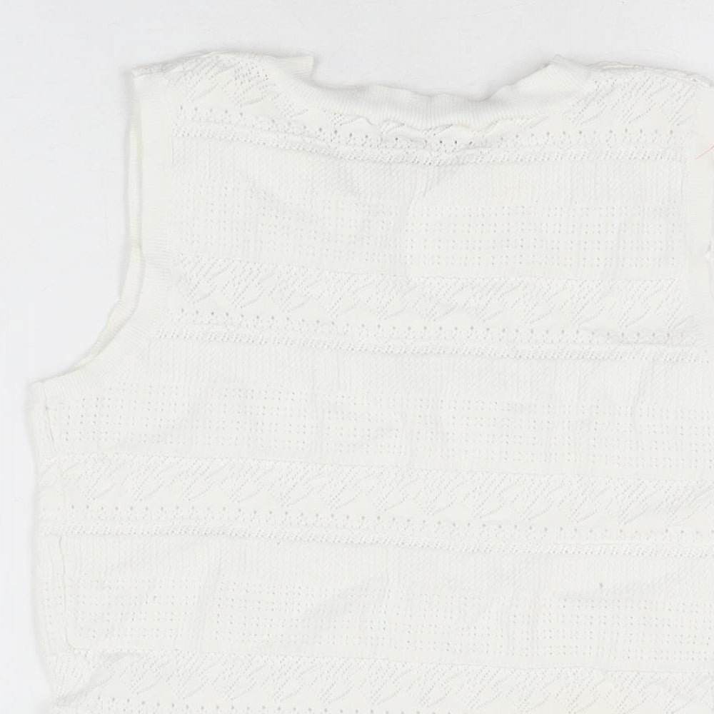 Womens UK Size 10 Apricot White Basic T-Shirt