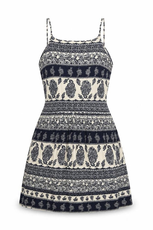 Parisian Collection Womens Blue Geometric Polyester Mini Size 8 Scoop Neck Zip