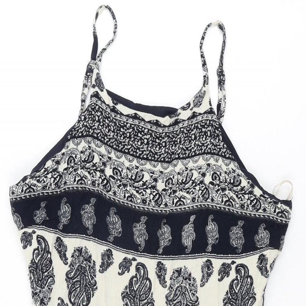 Parisian Collection Womens Blue Geometric Polyester Mini Size 8 Scoop Neck Zip