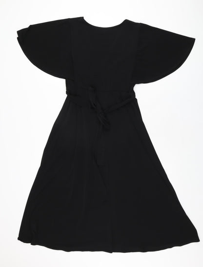 Joanna Hope Womens Black Polyester A-Line Size 12 V-Neck Pullover