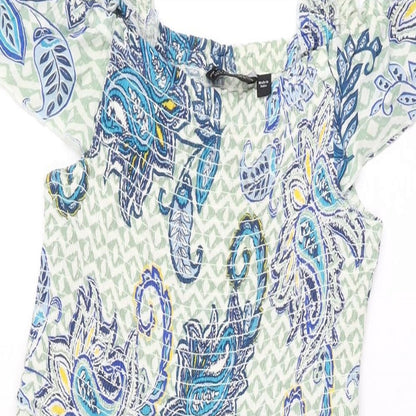 Dorothy Perkins Womens Green Paisley Viscose A-Line Size 10 Square Neck Pullover