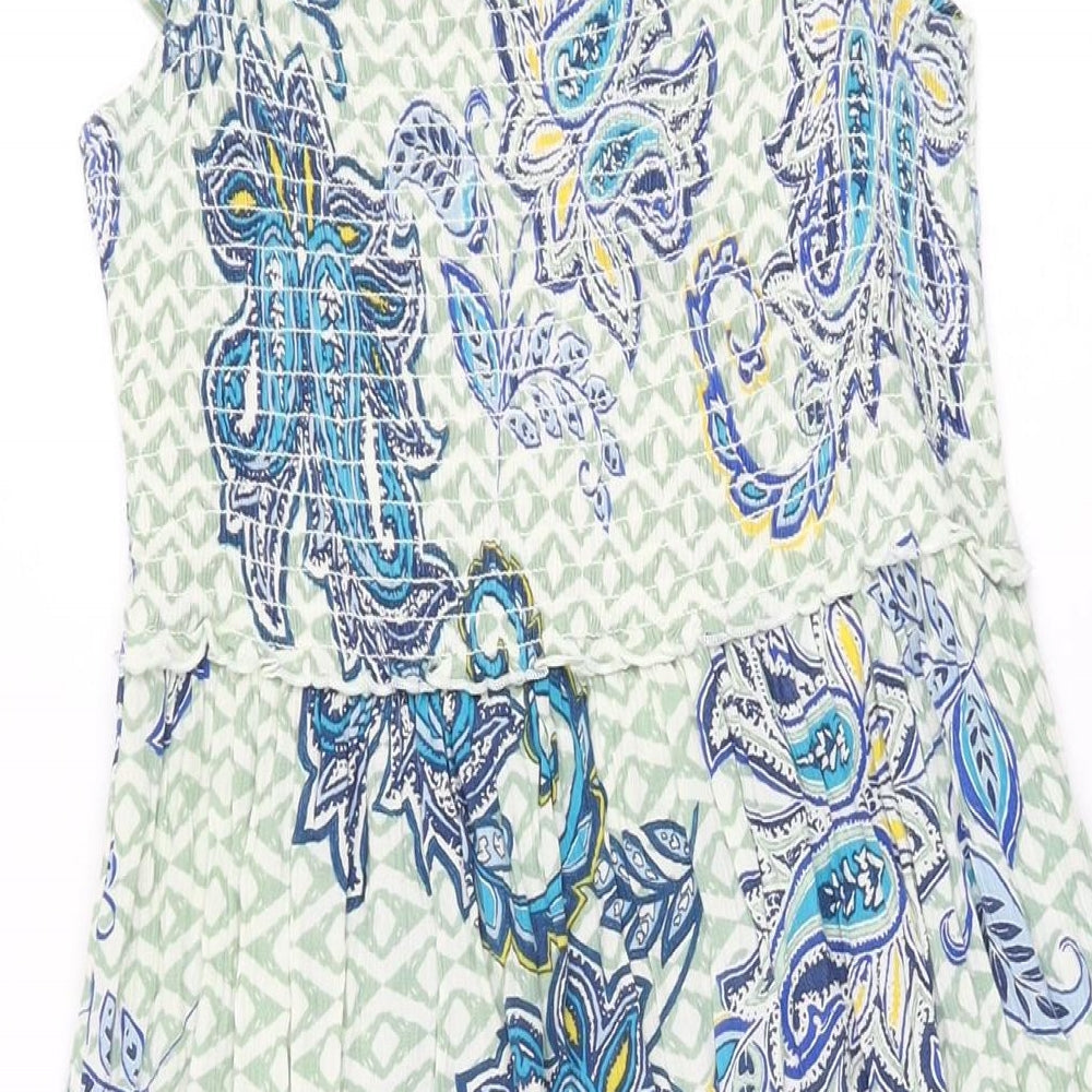 Dorothy Perkins Womens Green Paisley Viscose A-Line Size 10 Square Neck Pullover