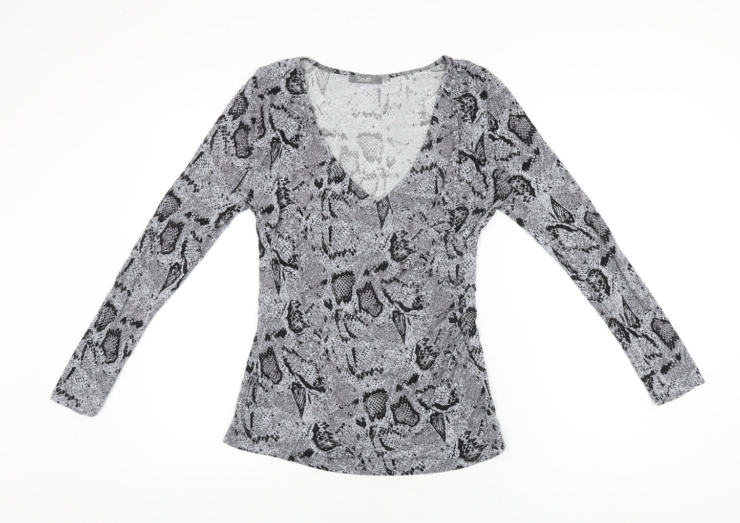 Womens UK Size 12 South Grey Basic T-Shirt
