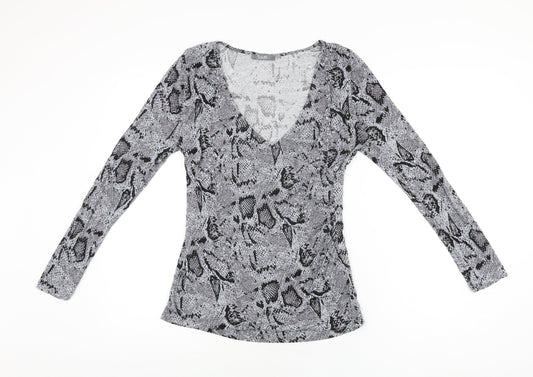 Womens UK Size 12 South Grey Basic T-Shirt