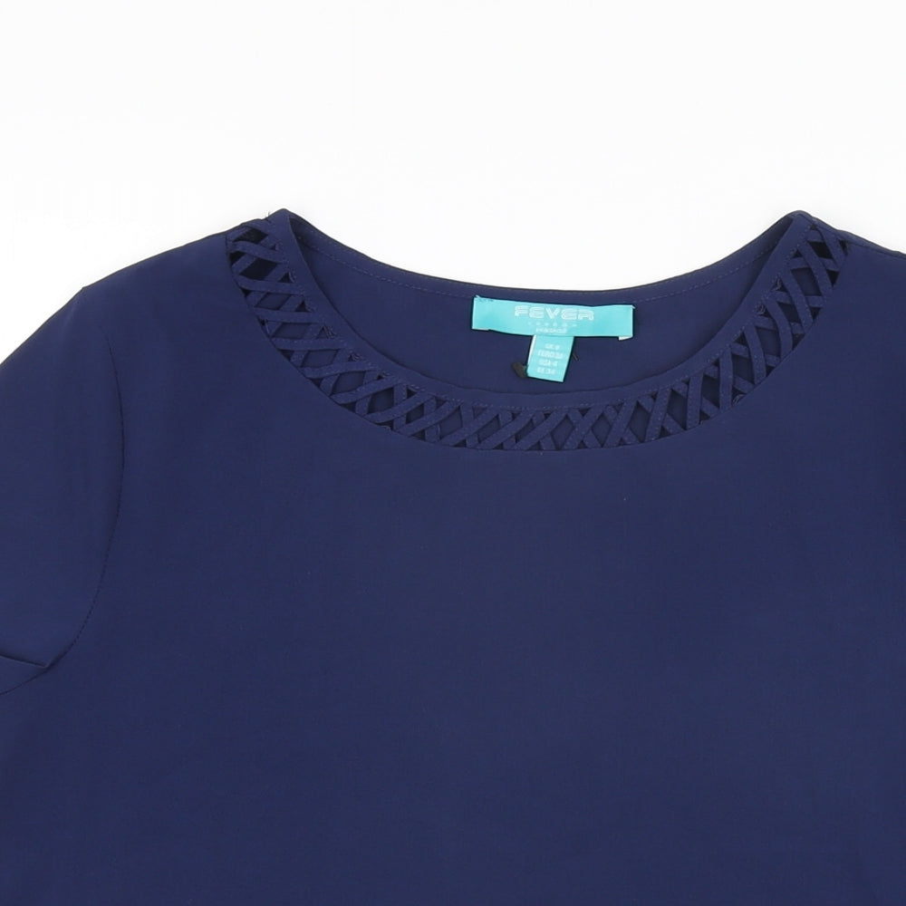 Womens UK Size 8 Fever Blue Basic T-Shirt