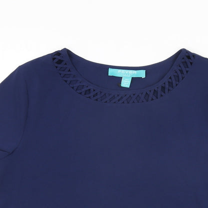 Womens UK Size 8 Fever Blue Basic T-Shirt