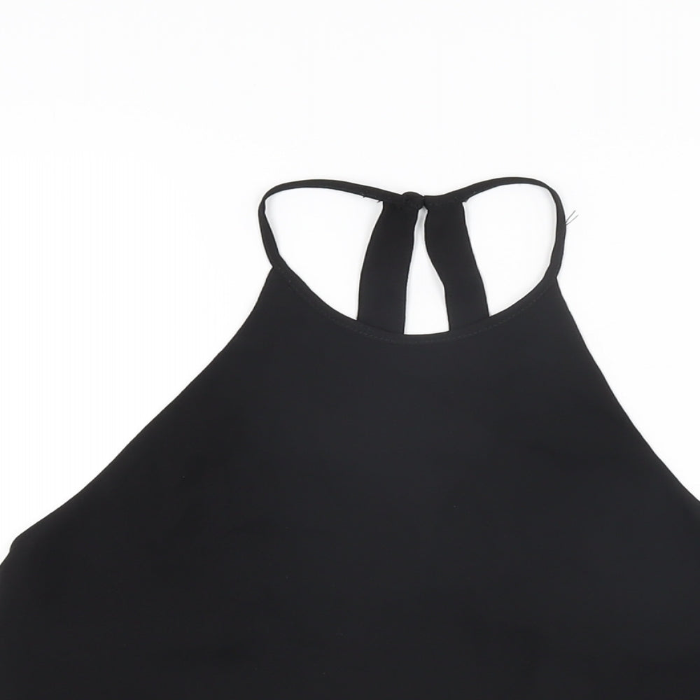 Womens UK Size XS Zara Black Basic T-Shirt