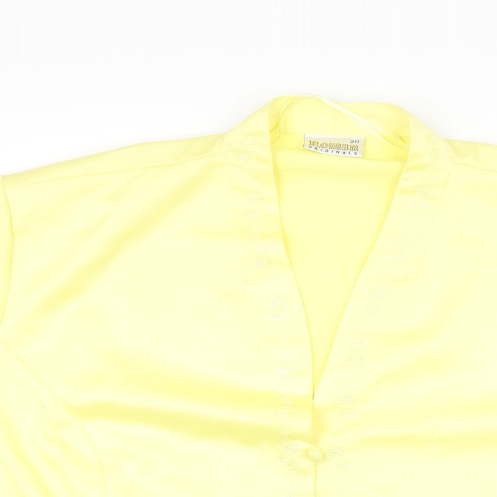 Womens UK Size 20 Roman Yellow Basic T-Shirt