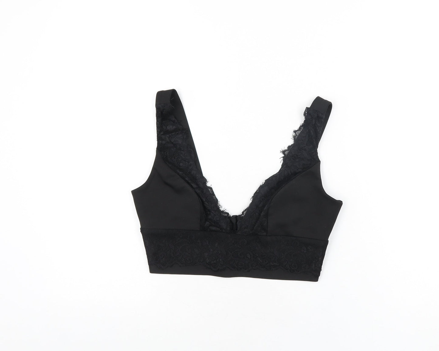 Womens UK Size 10 Topshop Black Cropped T-Shirt