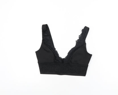 Womens UK Size 10 Topshop Black Cropped T-Shirt