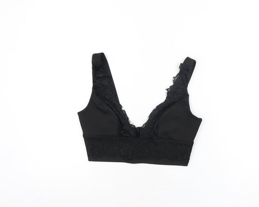 Womens UK Size 10 Topshop Black Cropped T-Shirt