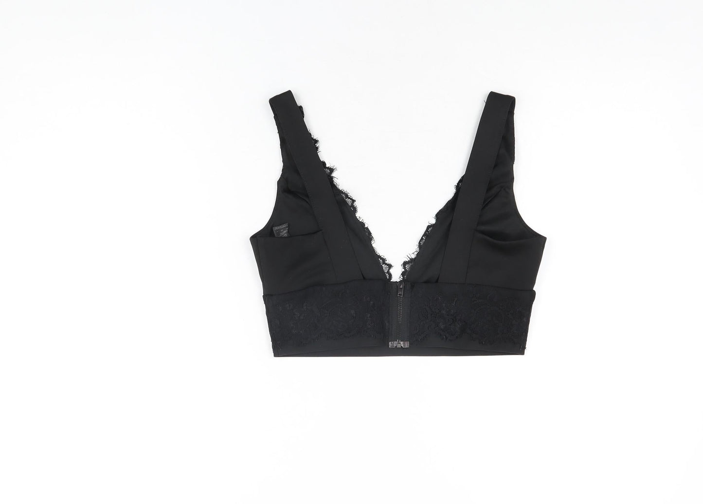 Womens UK Size 10 Topshop Black Cropped T-Shirt