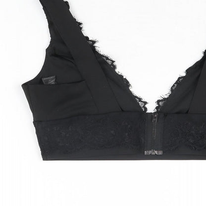 Womens UK Size 10 Topshop Black Cropped T-Shirt