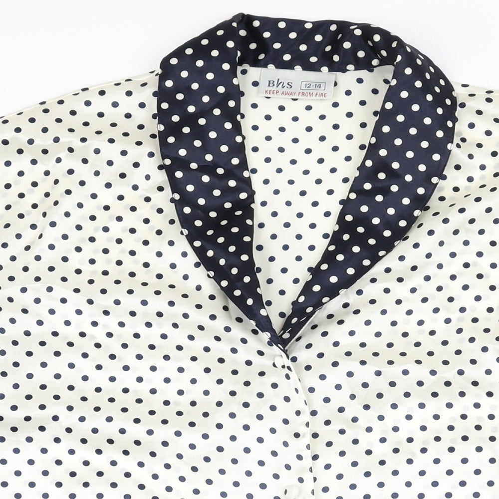 Womens UK Size 12 BHS Ivory Basic Button-Up