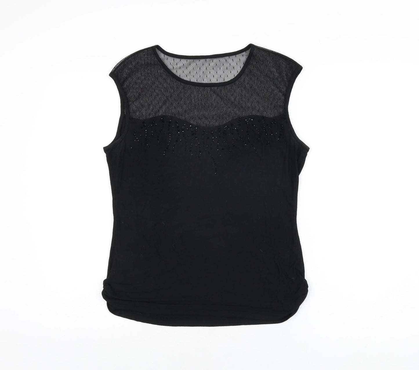 Womens UK Size 12 Roman Black Basic T-Shirt