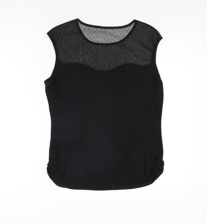Womens UK Size 12 Roman Black Basic T-Shirt