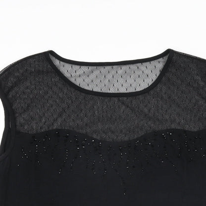 Womens UK Size 12 Roman Black Basic T-Shirt