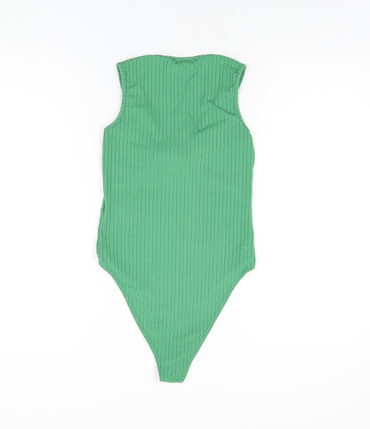 New Look Womens Green Polyester Bodysuit One-Piece Size 8 Snap